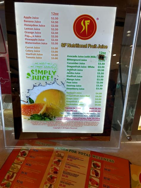 Sf Fruits And Juices Vivocity Central Singapore Juice Bar Happycow