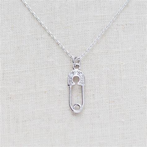 Tiny Silver Safety Pin Necklace On Luulla