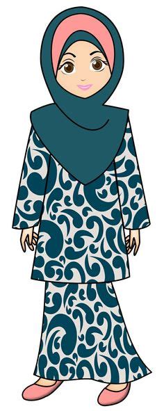 Kartun Baju Kurung Cartoon Animated Illustration Of Woman Wearing