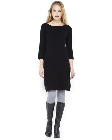 Sofia Cashmere Boatneck Cashmere Sweater Dress In Black Lyst
