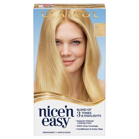 Clairol Nicen Easy Permanent Hair Color Creme 10 Extra Light Blonde 1 Application Hair Dye
