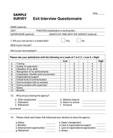 Customer Exit Survey Template