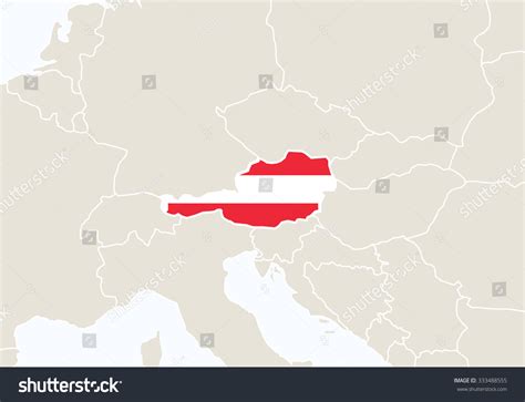 Europe Highlighted Austria Map Vector Illustration Stock Vector