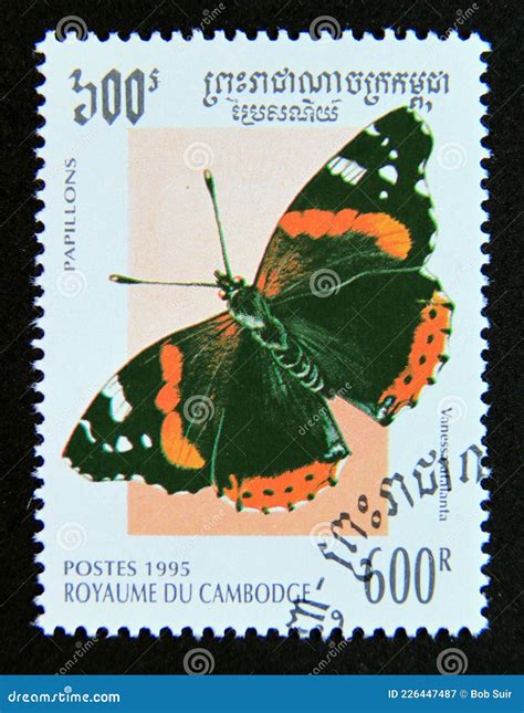 Sello Postal Camboya 1995 Mariposa De La Almirante Roja Vanessa