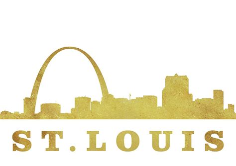 St Louis Skyline Gold Digital Art By Erzebet S