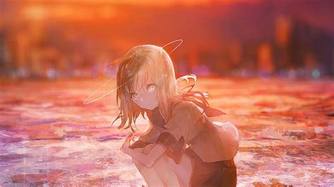 Anime Angel Girl Sitting Anime Girl Anime Artist Artwork Digital