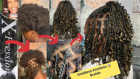 how to goddess knotless box braids using expression braid only no weave added 4cvery