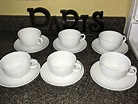 12 CRATE & BARREL SPAL PORCELAIN PORTUGAL WHITE RIBBED COFFEE TEA CUP ...