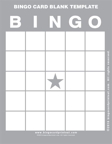 Bingo Card Blank Template