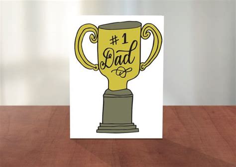 The 1 Dad Trophy Card For Fathers Day Etsy Cards Printed Cards