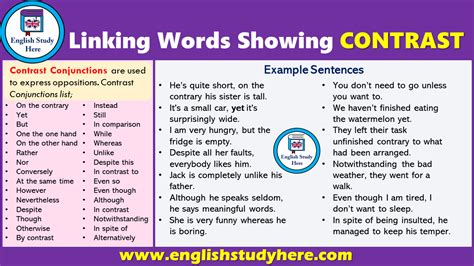 What Transition Words Show Contrast Richard Spencers English Worksheets