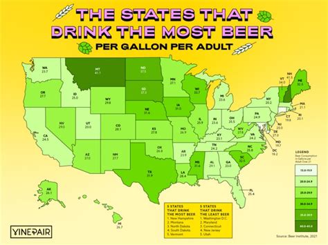 The States That Drink The Most Beer Map World Beer And Spirits
