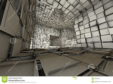 3d Futuristic Tiled Mosaic Labyrinth Interior Stock Illustration
