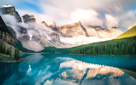 Download Wallpapers Canada Moraine Lake Morning Summer Banff