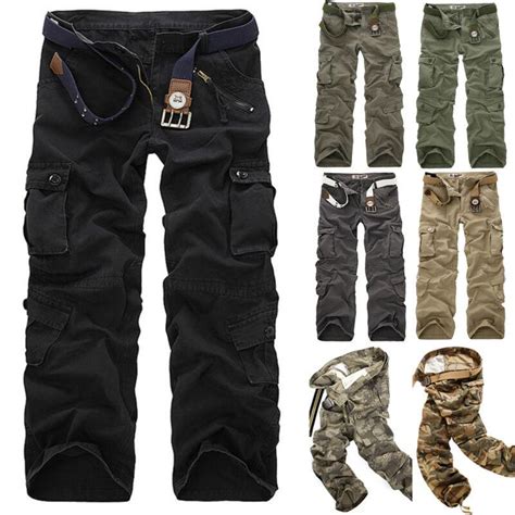Mens Army Military Cargo Combat Trousers Multi Pockets Casual Work