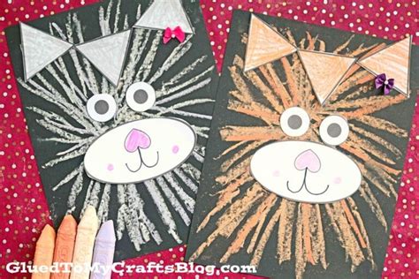 Paper And Chalk Art Cat Craft For Kids To Recreate Glued To My Crafts In 2020 Preschool
