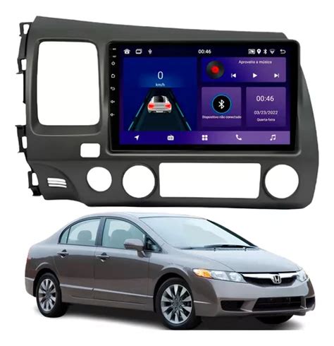 Multimidia 9p Android 12 Carplay Honda Civic G8 Moldura Câme