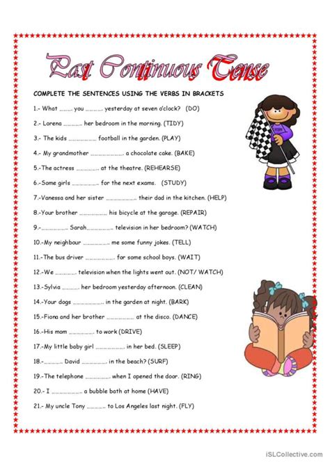 Past Continuous Tense English Esl Worksheets Pdf And Doc