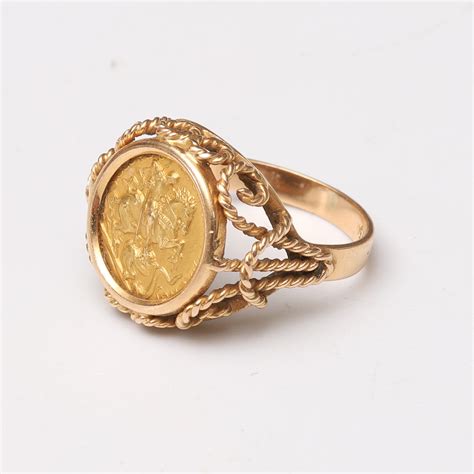 Images For 2141696 Ring Signet Ring With Gold Coin 18k Gold With