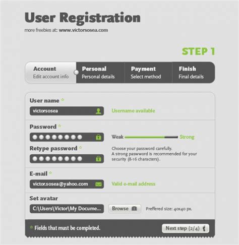 Step By Step User Registration Form Welovesolo
