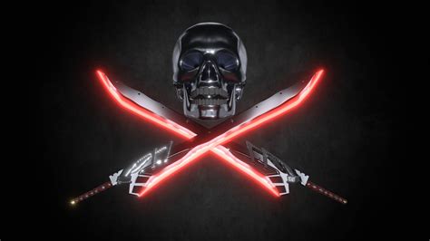 Download Hd Skull With Red Swords Wallpaper