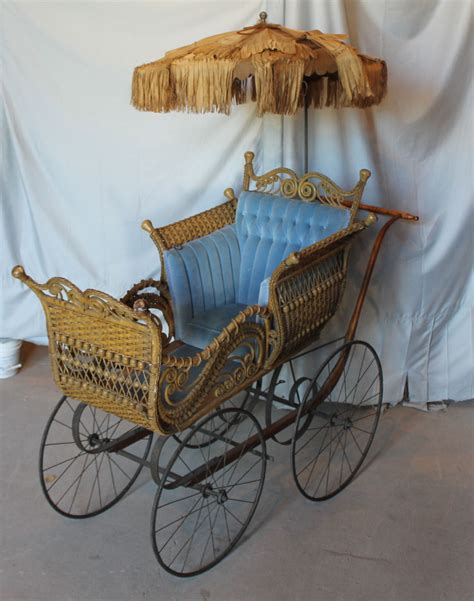 Bargain Johns Antiques Antique Large Wicker Baby Carriage Buggy