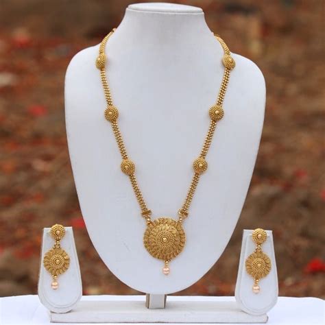 Lookethnic Beautiful Antique Artificial Gold Plated Long Necklace Set