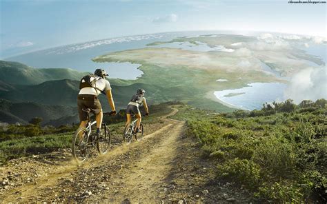 Wonderful Sports Photo Outdoor Cyclists On Mountain Sky Hd Desktop