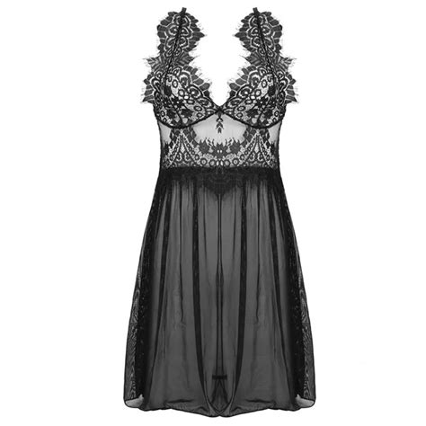 Buy Sexy Women Lingerie Nightgown Lace Ladies Sleepwear Fashion Sleeveless