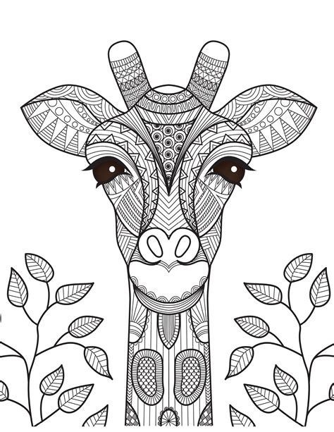 Coloriage à imprimer enfant : Coloriage girafe art-thérapie difficile à imprimer par ...