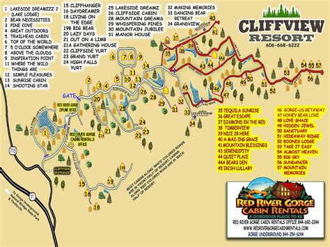 Red River Gorge Maps Area Resorts And Landmarks