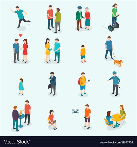 Isometric 3d People Set Of Woman And Man Vector Image