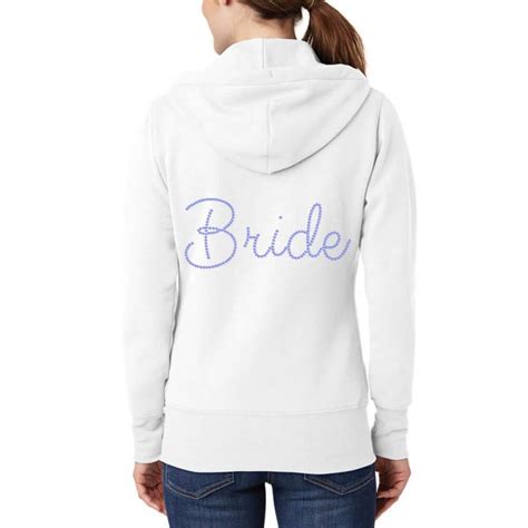 Full Zip Rhinestone Bride Hoodie Personalized Brides