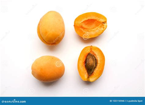 Isolated Apricots Fresh Whole Apricot Fruit With Leaf And Half