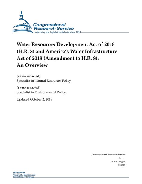 Water Resources Development Act Of 2018 Hr 8 And Americas Water