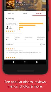 You can see reviews of companies by clicking on them. OpenTable: Restaurants Near Me - Android Apps on Google Play