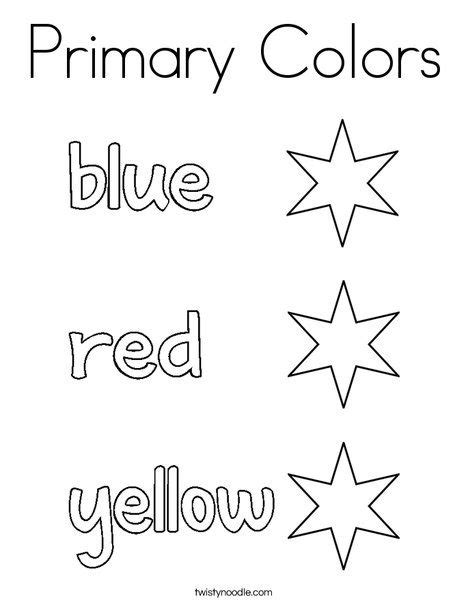 Primary Colors Coloring Page Twisty Noodle Color Activities For