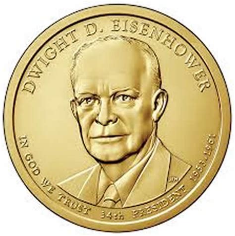 Presidential Dollars Dwight Eisenhower 2015 P 25 Pcs Roll Golden