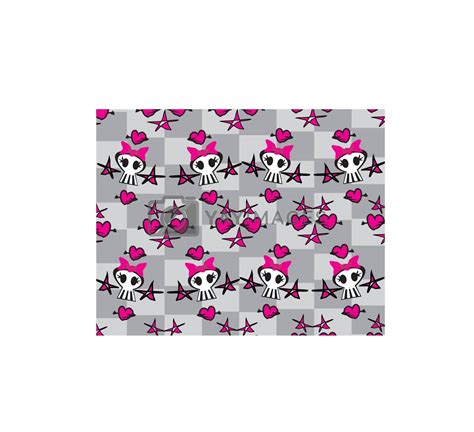 Seamless Emo Skulls Pattern By Jackybrown Vectors And Illustrations With