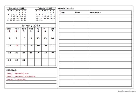 Appointment Calendar Template Excel