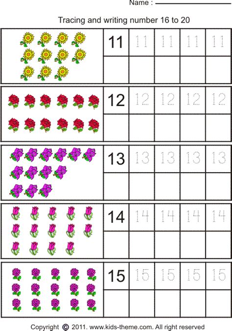 Number 11 15 Worksheets Kindergarten | Writing numbers, Kindergarten
