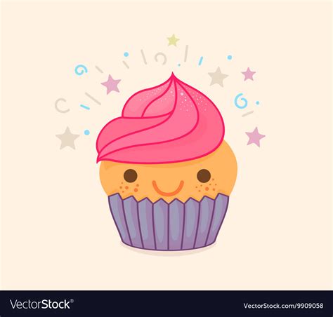Cute Cupcake Cartoon Royalty Free Vector Image