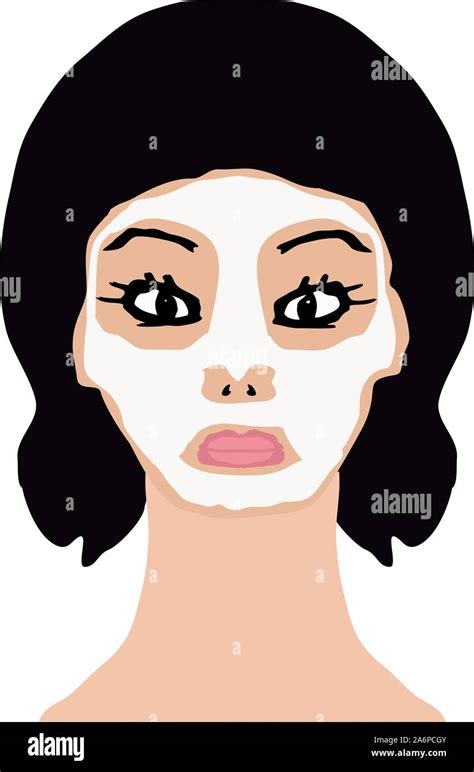 White Cosmetic Mask On The Face Infographics Vector Illustration On Isolated Background Stock