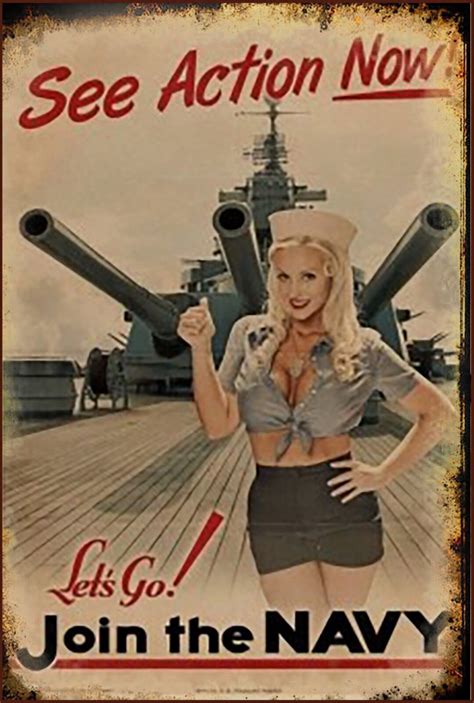 Vintage Style Navy Recruitment Poster Battleship Pinup Girl Etsy