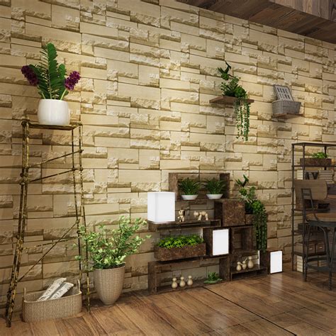 3d Stone Brick Wall Paper Rolls Living Room Bedroom