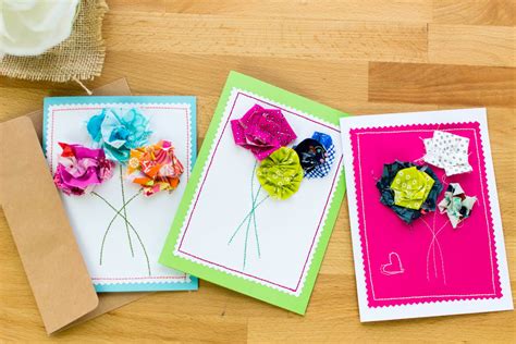 Get creative with these diy card ideas! Sew a DIY Mother's Day Card! {3 simple flower techniques ...