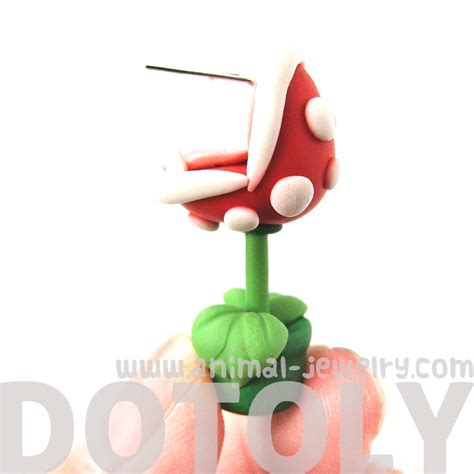 Handmade Super Mario Ear Biting Piranha Plant Polymer Clay Earring