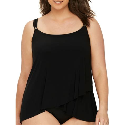 Miraclesuit Miraclesuit Womens Plus Size Solid Dazzle Underwire Tankini Top Style 6518826w