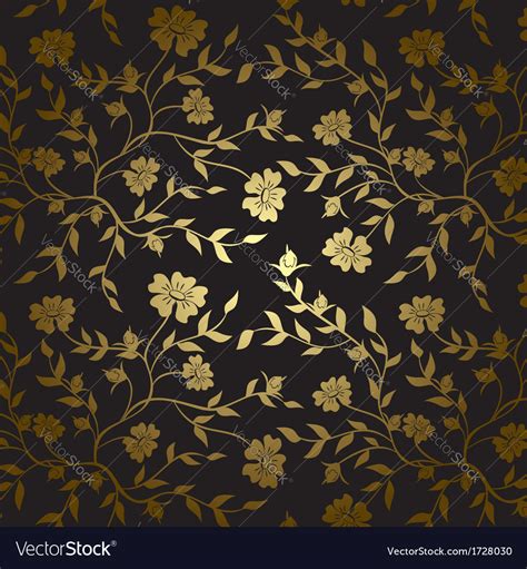Black And Gold Floral Texture For Background Vector Image