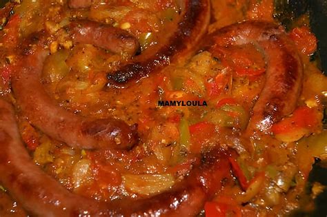 Recette De Merguez Aux Poivrons Et Sa Sauce Tomate